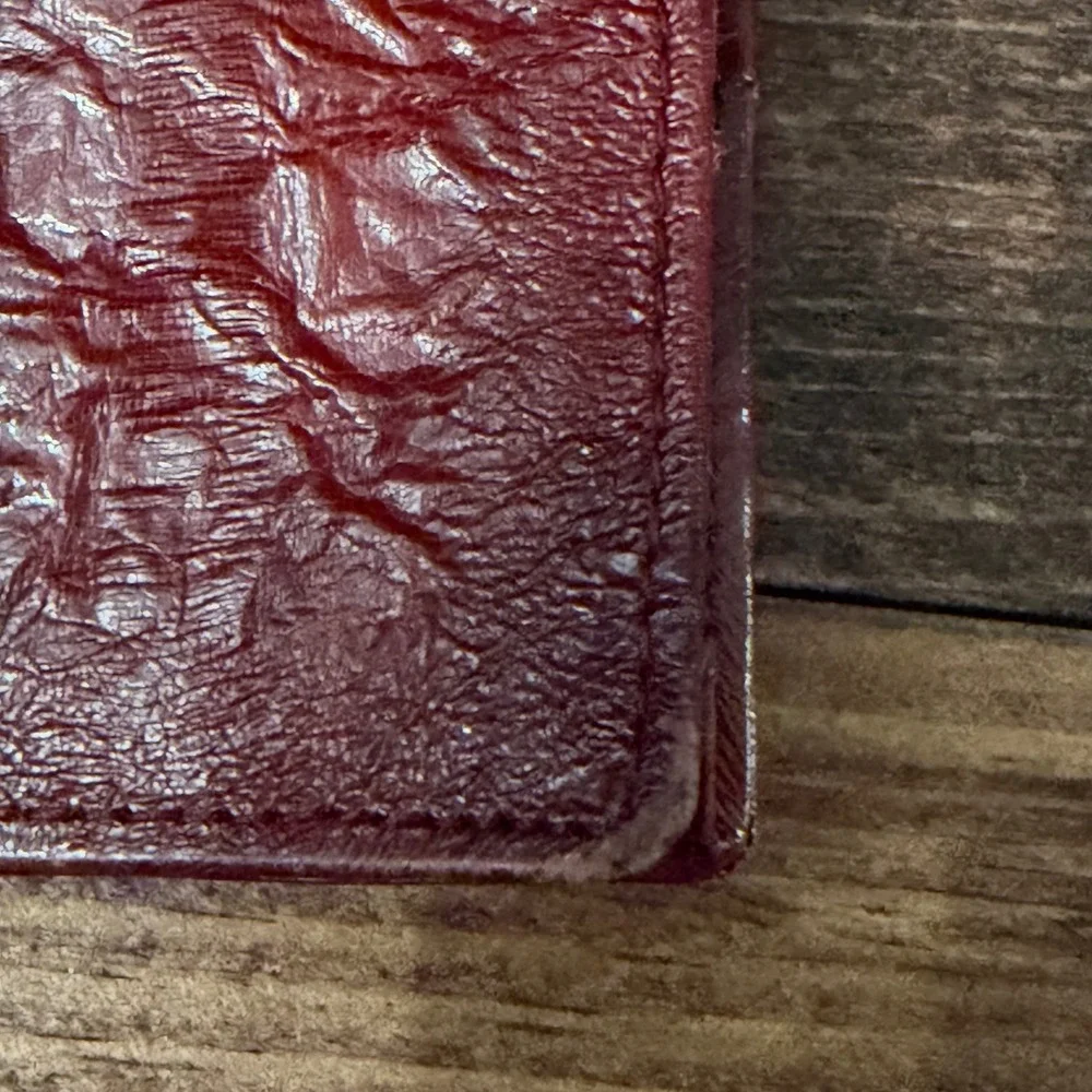 Vintage Genuine Eel Skin Long Checkbook Wallet Burgundy Red Wine Made in Korea